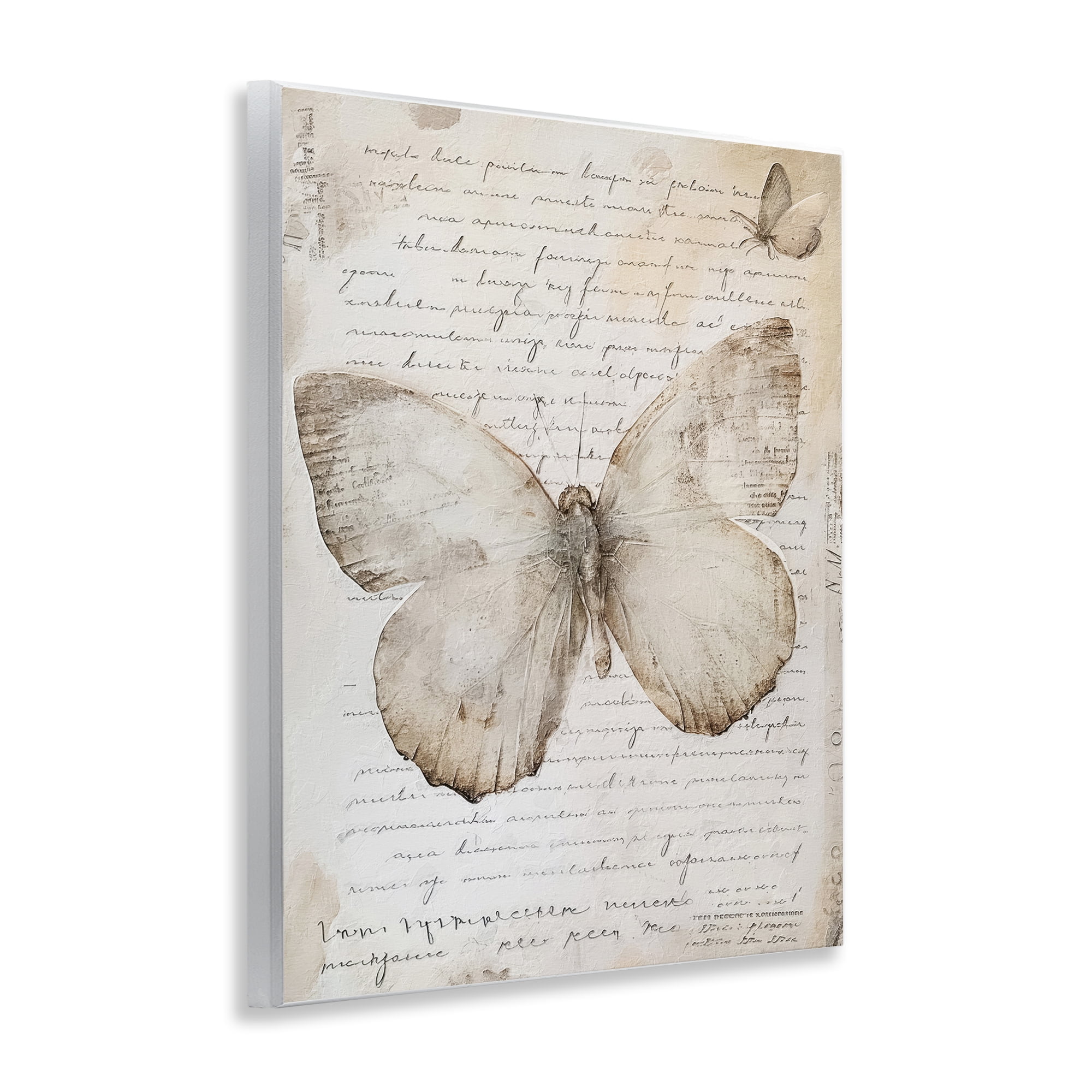Stupell Industries Butterfly & Vintage Cursive Animals Painting Unframed Art Print Wall Art, 11 x 14
