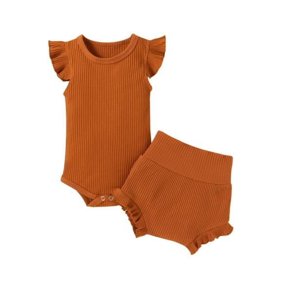 Fesfesfes Infant Onesies for Baby Summer Clothes Sleeveless French Rib Top Pants Solid Color Suit Rompers Summer Saving Clearance