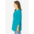 thumbnail image 3 of Woman Within Plus Size Lace-Up Three-Quarter Sleeve Tee, 3 of 6