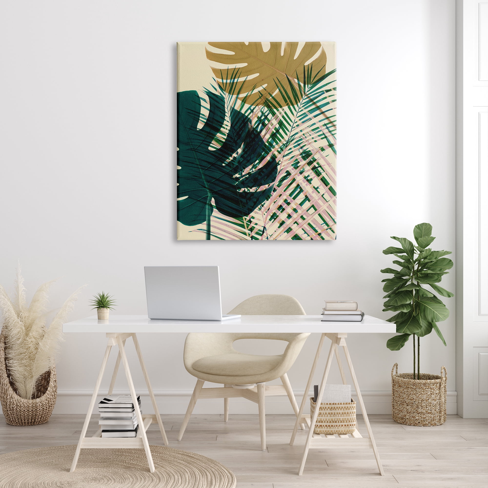 Stupell Industries Warm Summer Palms Tropical Plant Arrangement Modern Abstraction, 36 x 48, Design by Ian Winstanley
