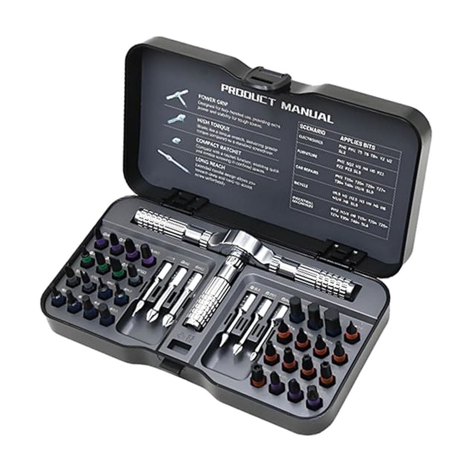 Screwdriver Set, Precision Ratcheting Screwdriver Set, 40 in 1 Ratchet and Bit Set Multipurpose Repair Tool Manual, Ratchet Bit Mini Repair Tool Kit Ratcheting Wrench Kit