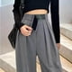 thumbnail image 1 of Pantalones de pierna ancha de traje para mujer, primavera y otoño, cintura alta, drapeados, sueltos, adelgazantes, pantalones casuales, rectos, pantalones largos con fregona, 1 of 6