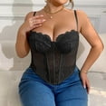 thumbnail image 3 of Oplxuo Plus-Size Lace Bustier Corset Tops for Women - Sexy Going Out Party Club Top with Buckle, 3 of 7