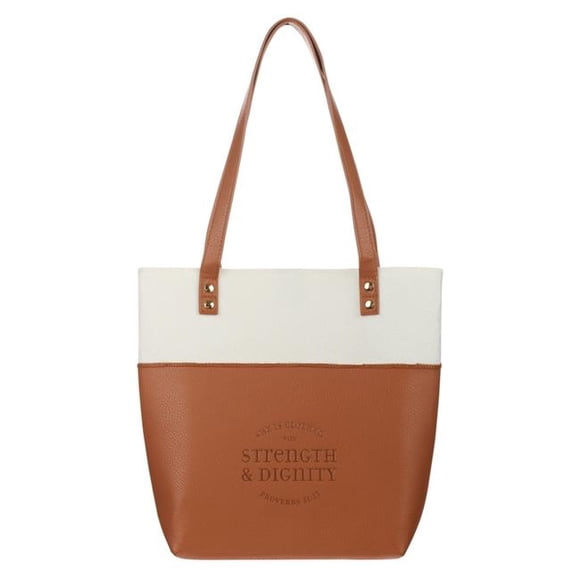 Strength & Dignity Fashion Totebag, Tan & Brown