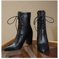 thumbnail image 1 of Bottes Courtes Françaises pour Femmes, Grande Taille, à Talons Épais, Bottes à Talons Hauts, Fines, Rayées, Bottes Couleur Chair pour Femmes, 1 of 9