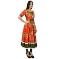 thumbnail image 5 of Bimba Womens Long Maxi Dress Red Designer Kurti Floral Print Kurta, 5 of 7