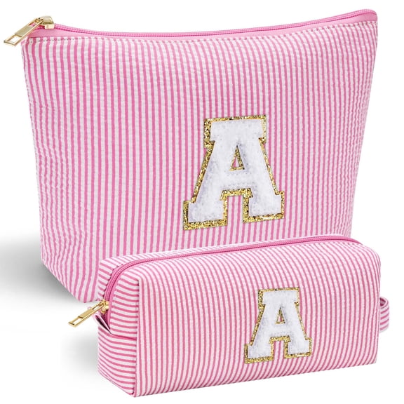 YOOLIFE Easter Basket Stuffers for Kids Teen Girls Women | Initial Makeup Bag | Pink Cosmetic Bag Travel Bags | 11 12 13 14 15 16 Years Old Girl Gift Teacher Gift Teen Girl Gifts Trendy Stuff A