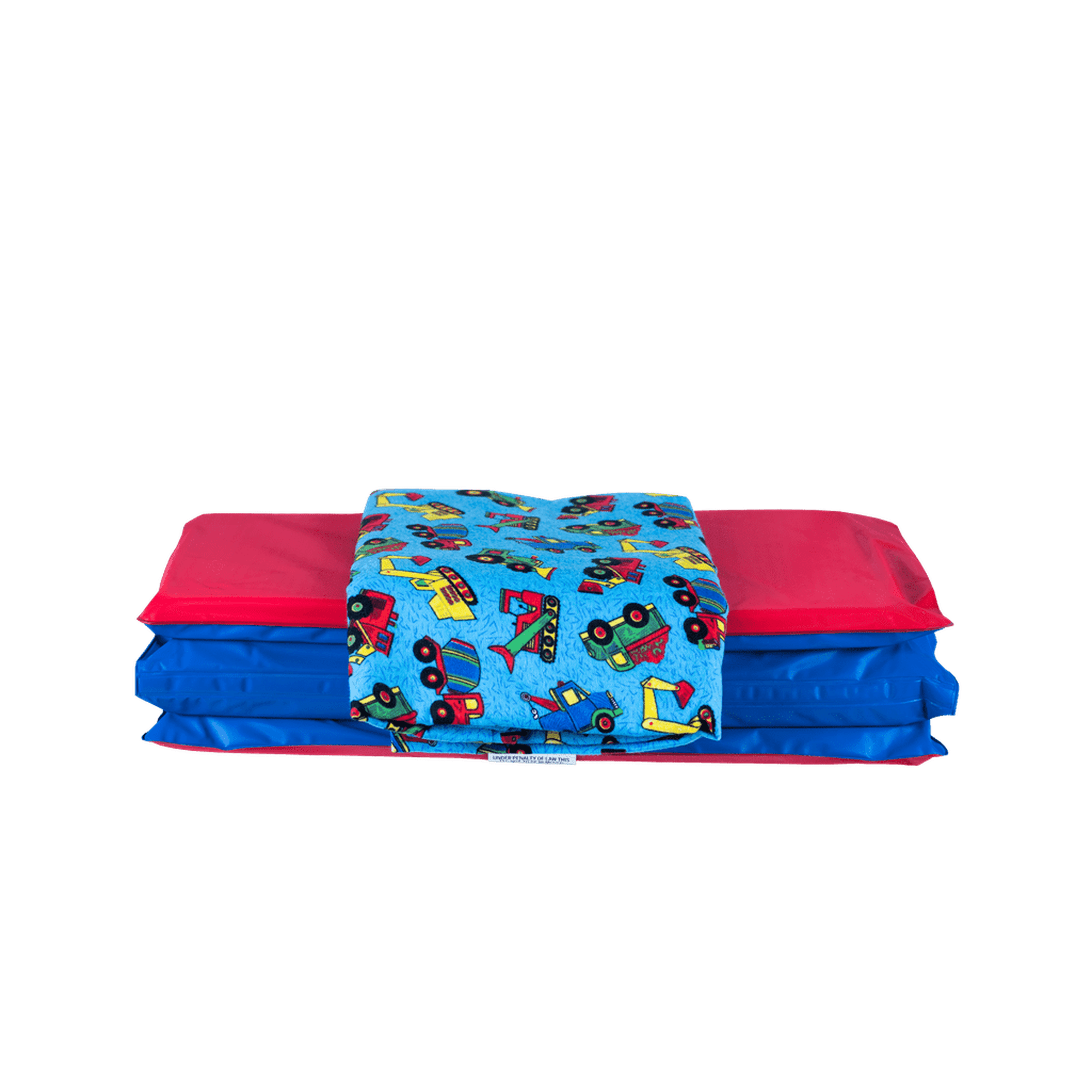 1" Basic KinderMat + KinderMat Sheet Bundle - Full Nap Mat and Washable Cover - 47" x 22", Special Edition - Trucks N' Tractors - Value Bundle Great for Daycare & Family Households