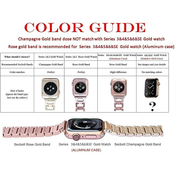 Secbolt X Link Band and Multi-charm Bracelet for Apple Watch 42mm 44mm  iWatch SE Series 6/5/4/3/2/1, Rose Gold