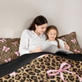 thumbnail image 5 of Manfei Brown Leopard Pattern 7pcs Queen Bedding,Pink Coquette Bowknot Bedding Comforter Set Queen,Black Reversible, 5 of 7