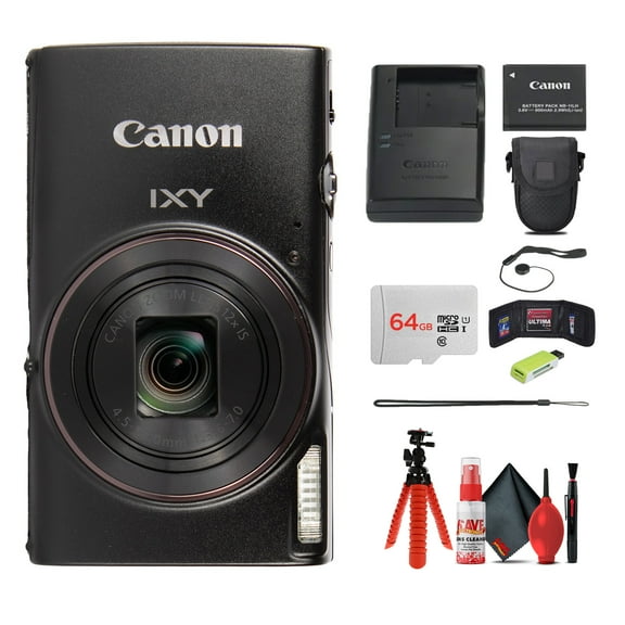 Canon IXY 650 HS Digital Camera 12x Zoom Black Bundle 64GB Kit (International Model)