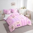 thumbnail image 2 of jejeloiu Y2K Patchwork 7 Pieces Full Size Bedding Sets For Girls,Cute Pattern Full Size Bed in a Bag,Pink Purple,Reversible, 2 of 7
