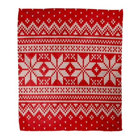 Flannel Jumper - KDAGR Throw Blanket 58x80 Inches Red Pattern Christmas Sweater Jumper Fair Isle Warm Flannel Soft Blanket for Couch Sofa Bed