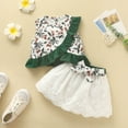 thumbnail image 2 of Zwiiyzr 18M-6Y Toddler Baby Girl Summer Clothes Plaid Ruffle Sleeveless T Shirt Tops Elastic Bow Embroidered Skirt Set Infant Outfits White, 2 of 5