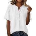 thumbnail image 6 of Oksale Cotton Tshirt Women Casual Snap Button Up Summer Tops Cozy Lightweight Short Sleeve Vacation Clothes White S, 6 of 7