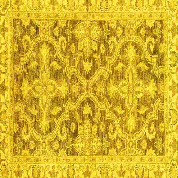 Ahgly Company Indoor Square Oriental Yellow Traditional Area Rugs, 4' Square