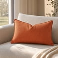 thumbnail image 3 of MYUNNIL Long Lumbar Throw Pillow Cover, Soft Simply Farmhouse Rectangular Cushion Cover with Flange Edges, 12 X 20 Inch Fall Boho Seasonal Decorative Pillow Case for Sofa Bed Home Decor, Red, 3 of 6