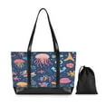 thumbnail image 7 of FORMRS Canvas Laptop Tote Bag for Women with 15.6" Computer Compartments Shoulder Handbag, Pink Jellyfish, 7 of 7