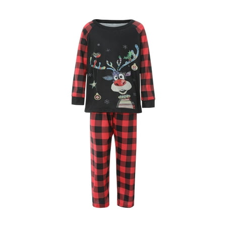 

IZhansean Family Matching Outfits Christmas Pajamas Set Reindeer Xmas Sleepwear Homewear PJ for Baby Kids Mom Dad