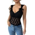 thumbnail image 3 of Lace Tops for Women V Neck Camisole Top Sleeveless Crop Y2k Tank Going Out Outfits Trendy Black L, 3 of 9