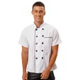thumbnail image 2 of Doomiva Unisex Chef Coat Pressional Hotel Kitchen Chef Jacket Men Women Restaurant Canteen Working Uniform White&Black 3XL, 2 of 7