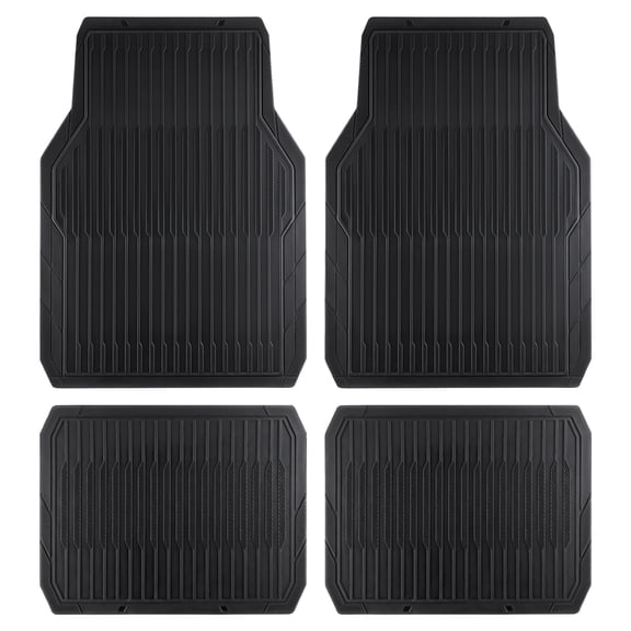 CAR GRAND Rubber Car Mats All Weather All Season Waterproof Universal Fit Trim to Fit SUV, Sedan, Truck, Set of 4 pieces All Black