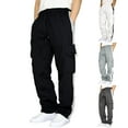 thumbnail image 3 of guisaled Mens Cargo Sweatpants with Pockets Open Bottom Drawstring Elastic Waisted Sweat Pants Solid Baggy Casual Athletic Workout Pants, 3 of 6