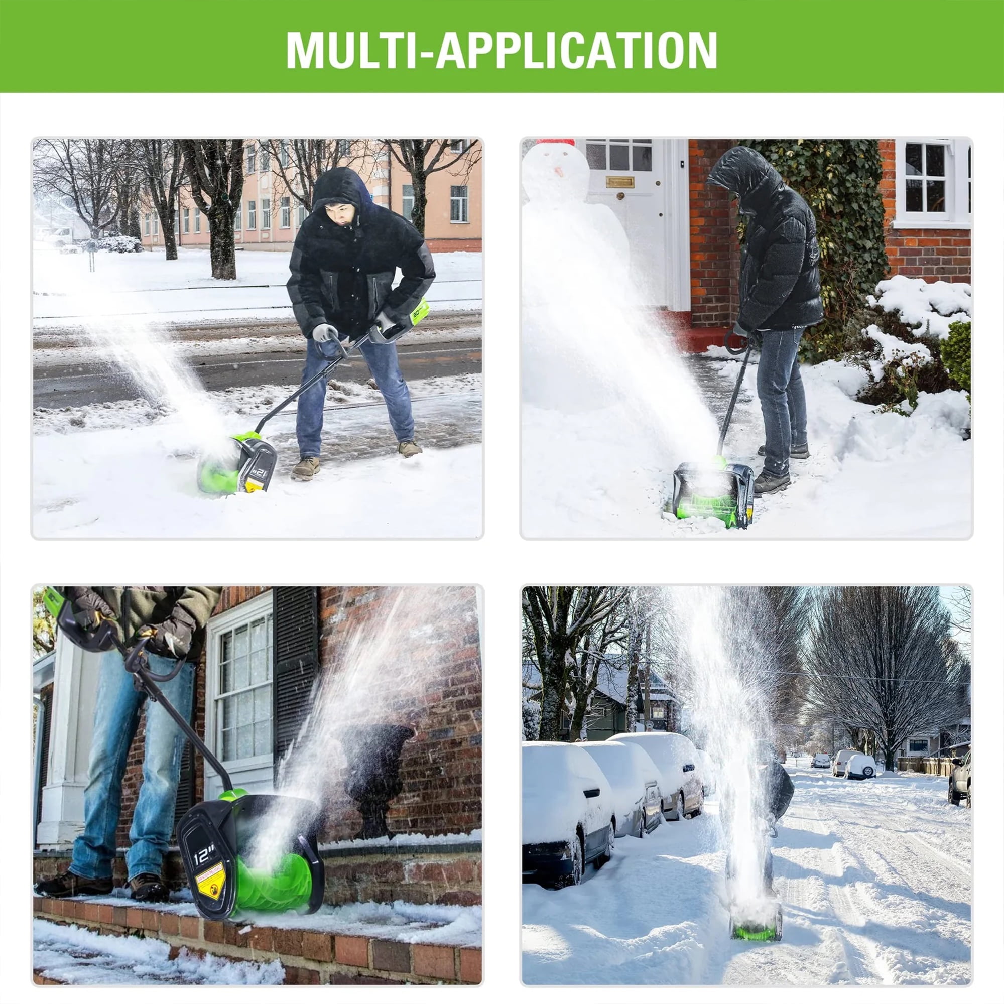 Pelle à neige sans fil Greenworks PRO 80 V 12 pouces, batterie 2,0 AH et  chargeur inclus 