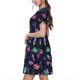 thumbnail image 2 of Disketp Space Dinosaur para Vestido de Manga Corta para Mujeres, Vestidos de Verano para Mujeres, Casual y Holgado para la Playa, 2 of 6