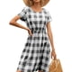 thumbnail image 5 of Vestido con cuello en V, rejilla, vestido sexy, manga corta, ropa de verano para mujer, XL, blanco y negro Vogacara AP001223-24, 5 of 6