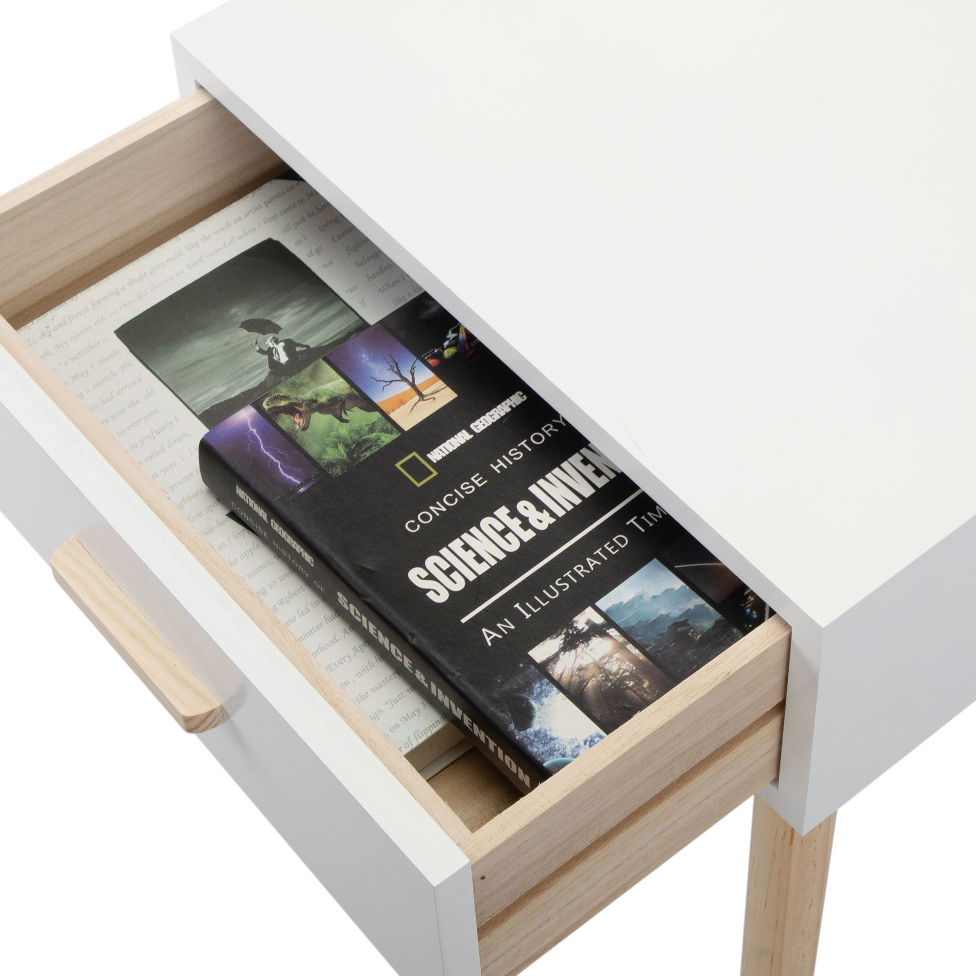 Private Jungle Set of 2 Wooden Side End Table with Solid Wood Legs, Nightstands Sofa Table w/Storage Drawer,White Private Jungle Set of 2 Wooden Side End Table with Solid Wood Legs, Nightstands Sofa Table w/Storage Drawer,White