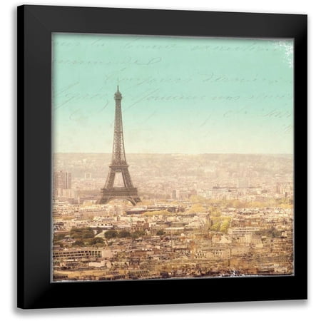 Schlabach, Sue 12x12 Black Modern Framed Museum Art Print Titled - Eiffel Landscape Letter Blue II