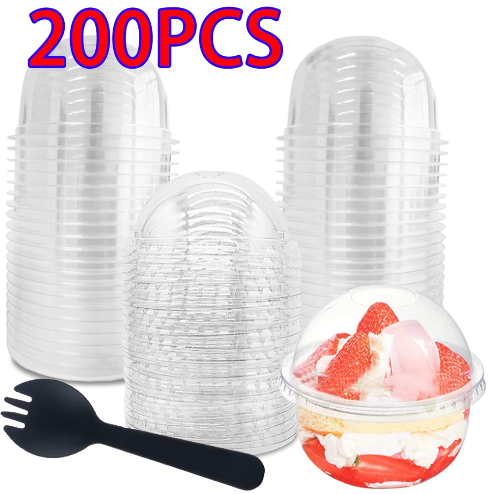 Lishuaiier 40PCS Disposable Clear Plastic Cups with Lids and forks, Glass  PET Dessert Parfait Cups for Iced Coffee, Cold Drinks, Smoothie, Juice