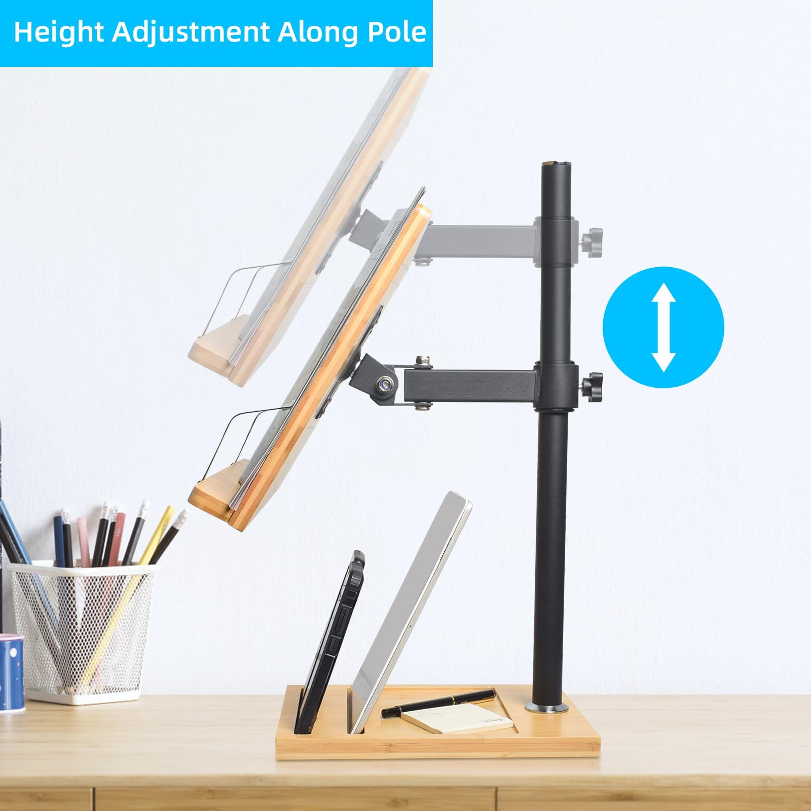 Adjustable Book Holder Stand With 360° Rotating Base - Foldable Reading Stand For Cookbooks & Tablets