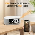 thumbnail image 4 of Despertador de Tela con Altavoz Bluetooth Estéreo, Carga Inalámbrica Rápida 10W, Radio FM, Pantalla LED Grande, Luz Nocturna y Sonidos de Ruido Blanco, Ideal para Dormitorio (Gris), 4 of 7