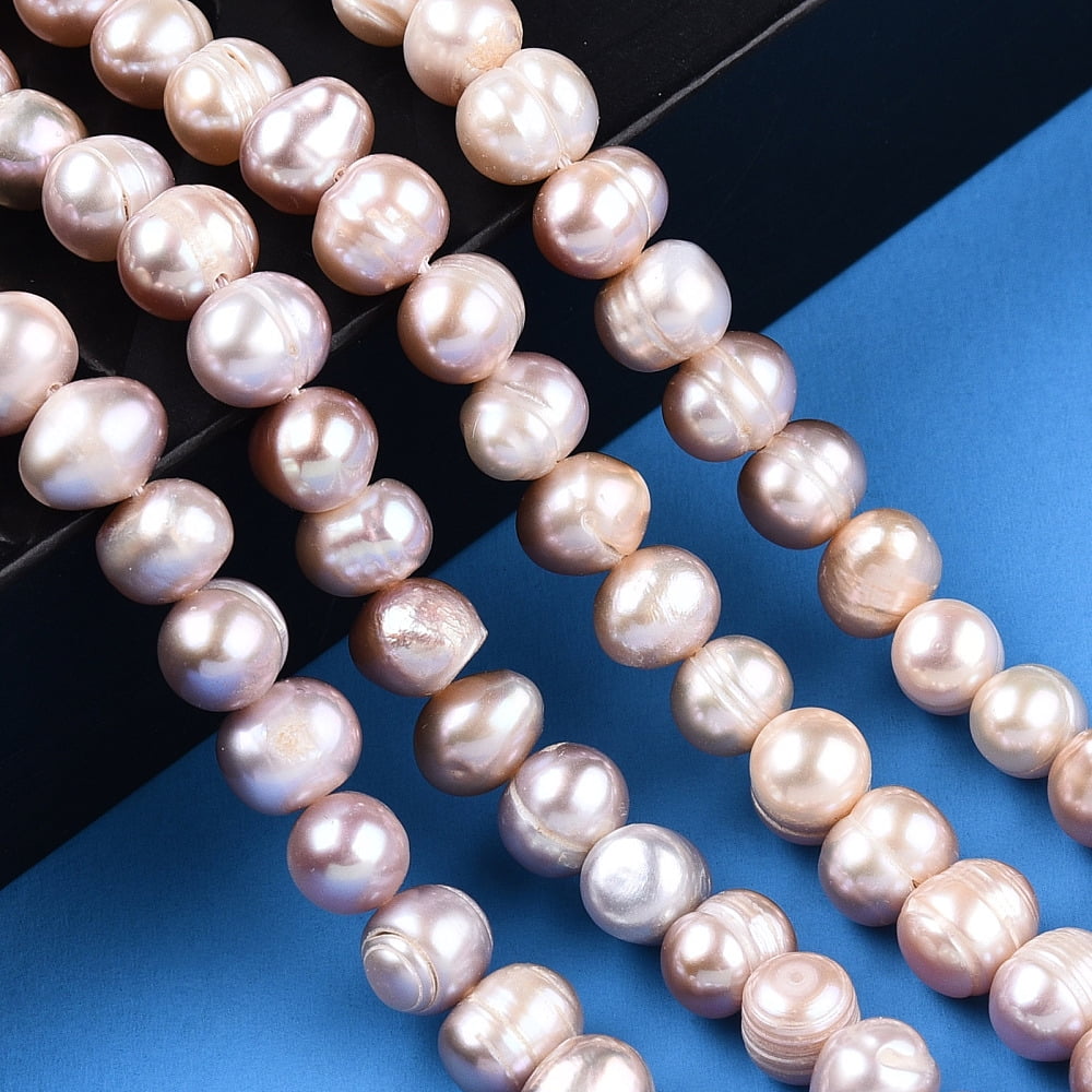 Natural Cultured Freshwater Pearl Beads Strands Potato Plum 6~9x6.5~7.5mm Hole: 0.6mm 52~53pcs/strand 13.58~13.78 inch(34.5~35cm)