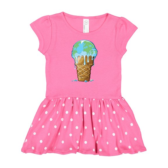 Inktastic Melting Earth Ice Cream Cone Gift Baby Girl Dress