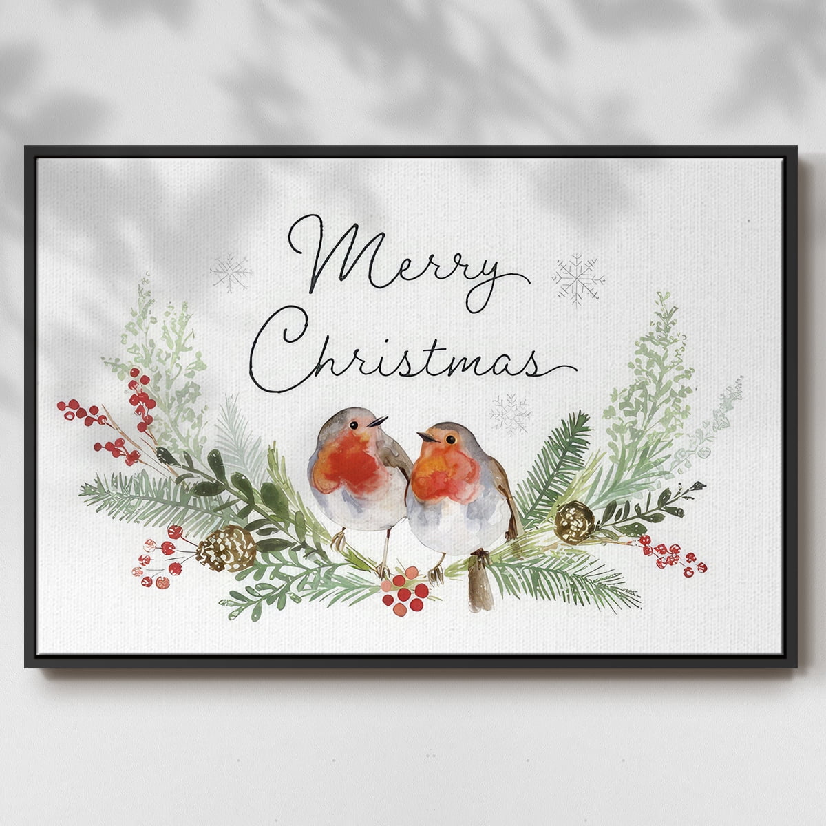 Winter Visitor Collection A - Framed Gallery Wrapped Holiday Canvas - 17 x 25 - Black Frame