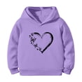 thumbnail image 4 of Sopiago Kids Hoodies Girls Casual Long Sleeve Cute Lightweight Pullover Tops Loose Solid Heart Print Sweatshirt Purple,6-7 Years, 4 of 6