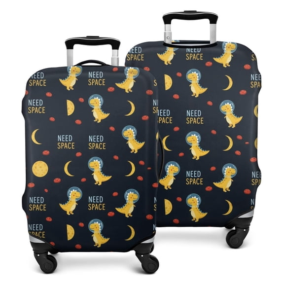 DarkBlue Cartoon Dinosaurs Astronauts Pattern Luggage Cover Fashion Suitcase Cover Baggage Covers Fit 25-28 Inch Luggage (Go Travel)