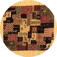 thumbnail image 1 of Ahgly Company Indoor Round Abstract Brown Contemporary Area Rugs, 4' Round, 1 of 4