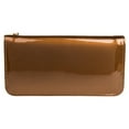thumbnail image 2 of Women's Mocha Glossy Patent Leather Wallet with Card Holder Organizers and Convertible Vegan Leather Strap Wristlet, 2 of 6