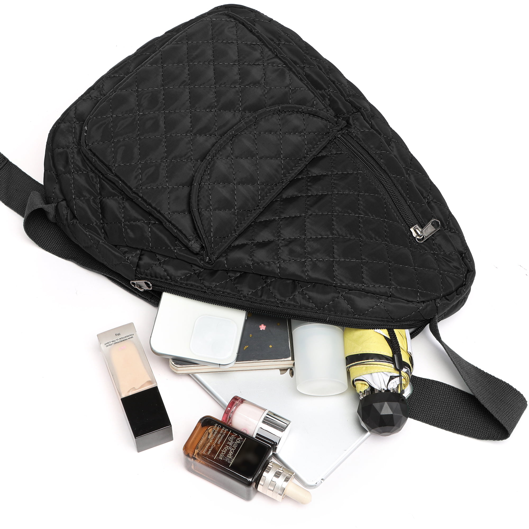 2-Piece Unisex Quilted Nylon Sling Bag Set – Large-Capacity Crossbody Bags with Chest & Shoulder Wear Options, Ideal for Travel, Hiking, Work & Commute
