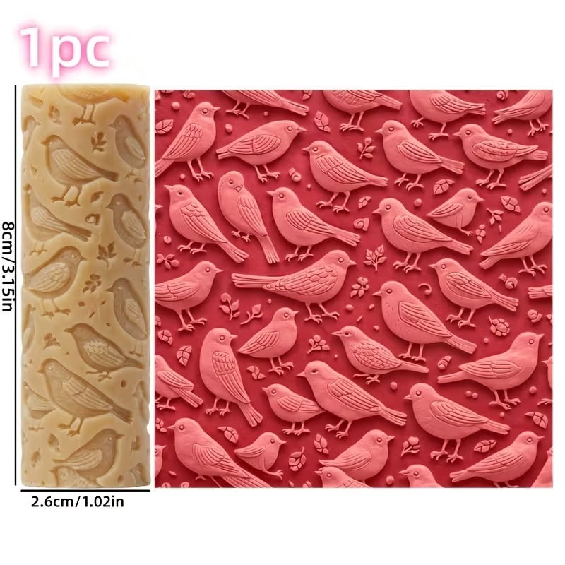 Bird Texture Embossed Polymer Clay Roller - Pottery Sculpting Tool for Valentine's Day, Easter and Spring Art Designs