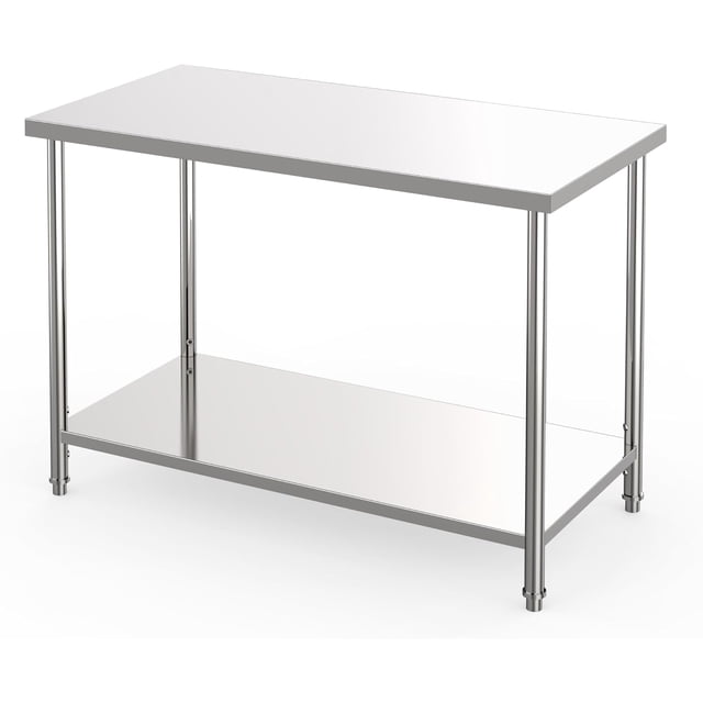 EastVita Table de Travail Commercial en Acier Inoxydable 48"x24 Pouces avec Tablette Inférieure Réglable et Roulettes Verrouillables, Poste de Préparation Robuste 1000 Lb pour Restaurant, Hôtel, Maison