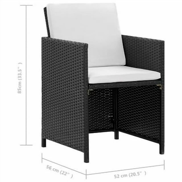 vidaXL 11 Piece Outdoor Dining Set with Cushions Poly Rattan Black