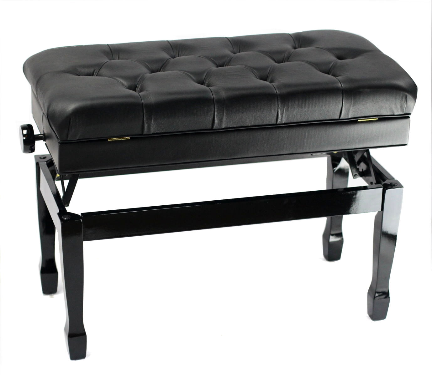Griffin Genuine Leather Duet Piano Bench Seat | Black Wood Keyboard Guitar Stool