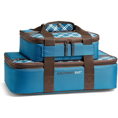 Rachael Ray Lasagna Lugger Combo Set, 16.5? X 10.5? X 4.2, Marine Blue Plaid