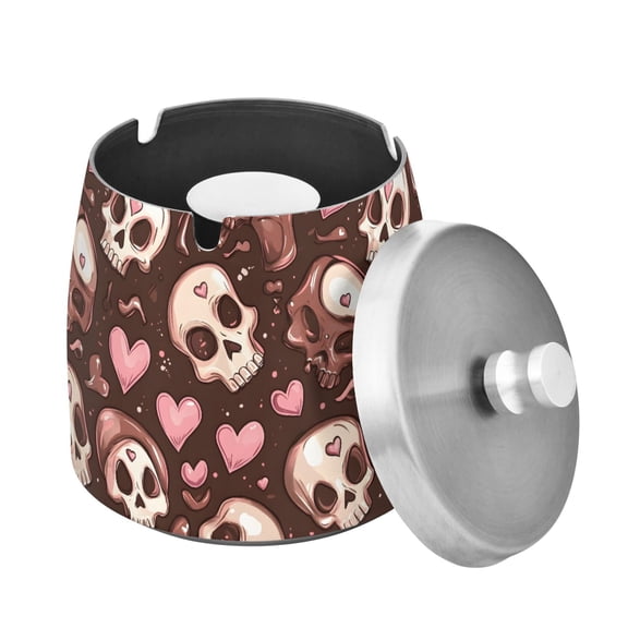 ALAZA Cigar Ashtray with Lid Skull Hearts Ash Tray for Cigarettes Smokeless Ashtrays