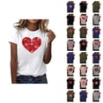 thumbnail image 1 of T-shirts de la Saint-Valentin pour Femmes 2026 Mode Manches Courtes Col Rond Cœur Graphique, 1 of 4